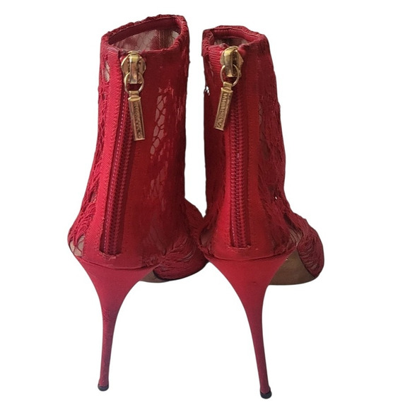 Dolce & Gabbana Red Lace Women Bootie Size 39 / 9 - Picture 3 of 7